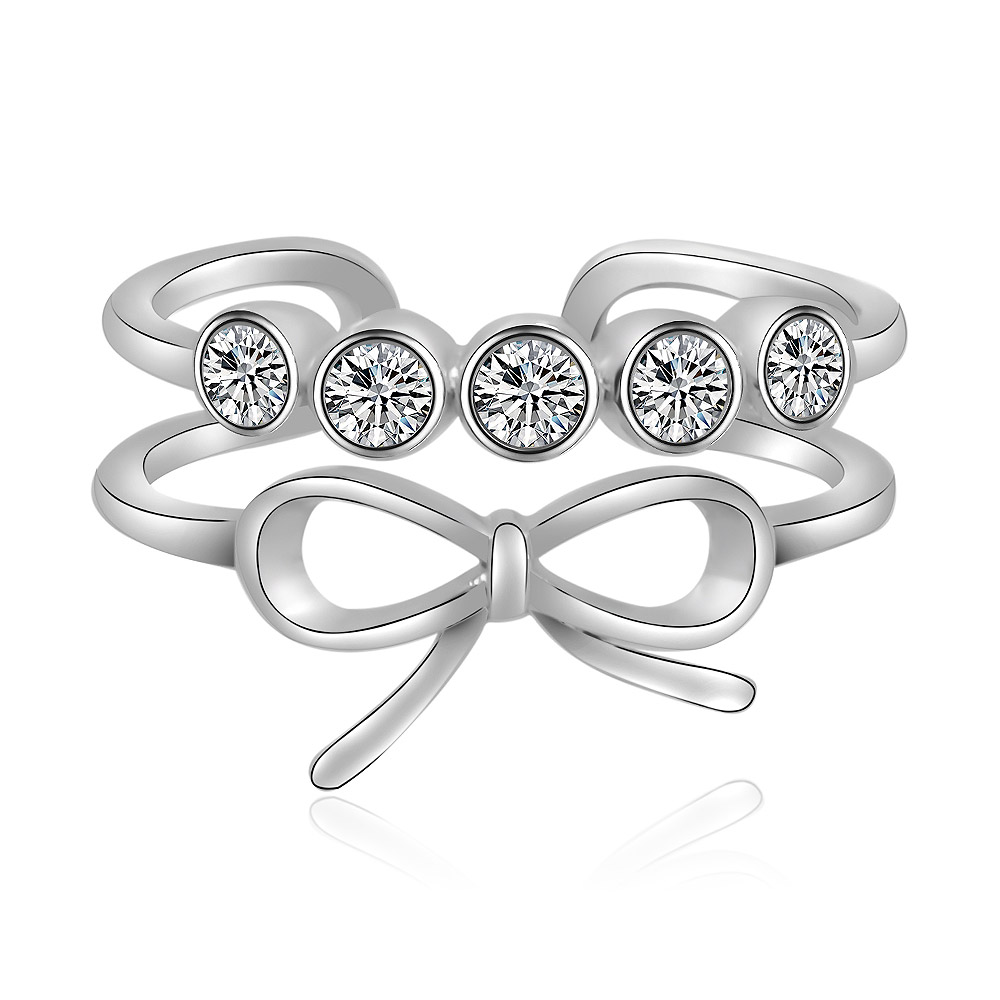 Silver Ribbon Bow Ring